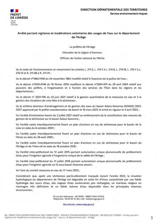 Vigilance et modérations volontaires des usages de l'eau