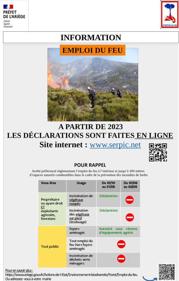 Emploi du feu, comment déclarer ?